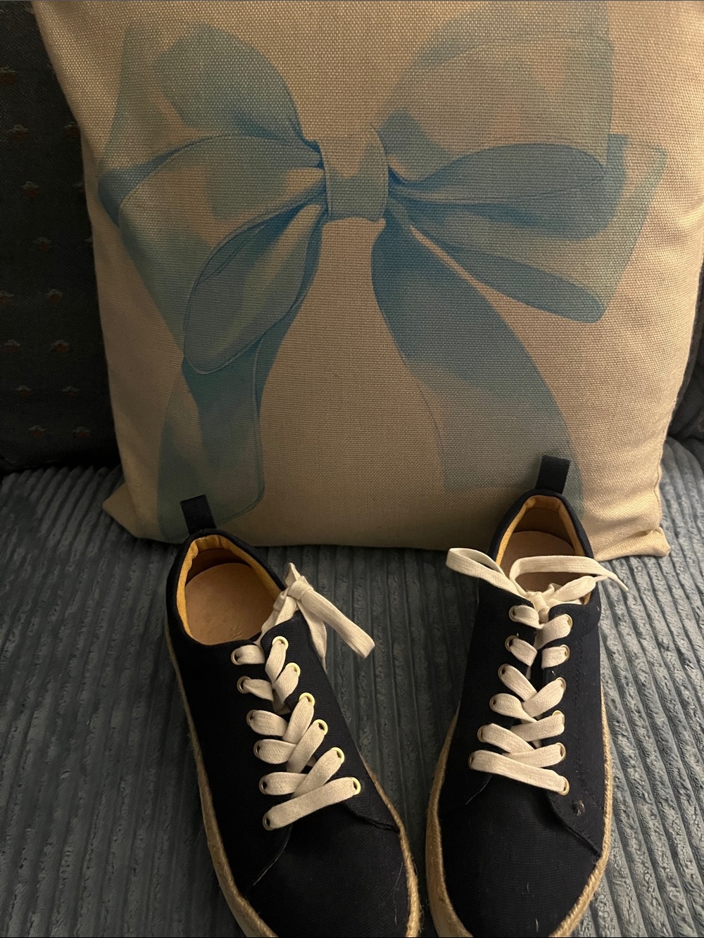 Jack Rogers Navy Canvas Espadrille Sneakers with White Laces